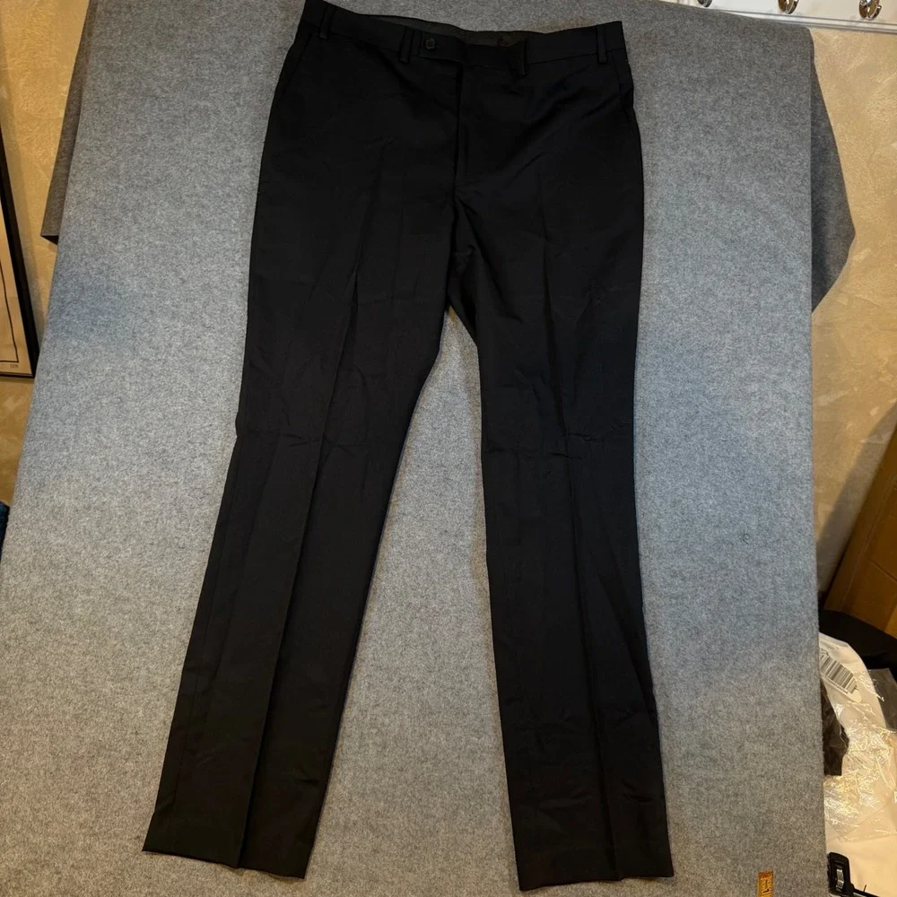 DKNY Duran Mens 2 Piece Suit Black 42 Long 35W Stretch Blazer Pants DNUR217W0021